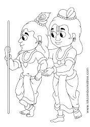 krishna balarama drawing lord line sri pencil coloring pages template sketch sketches